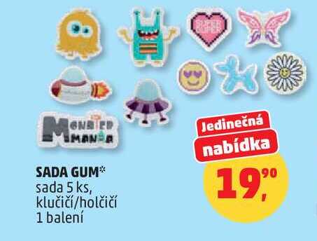 SADA GUM, sada 5 ks, klučičí/holčičí