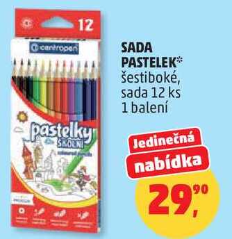 SADA PASTELEK šestiboké, sada, 12 ks