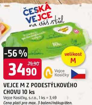 VEJCE M Z PODESTÝLKOVÉHO CHOVU 10 ks