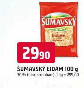 ŠUMAVSKÝ EIDAM 100 g 30% tuku, strouhaný