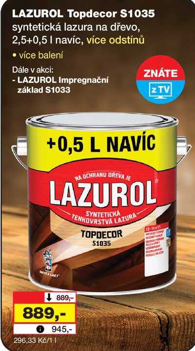 LAZUROL Topdecor S1035, 2,5+0,5 l navíc