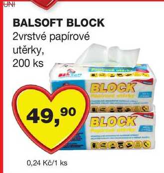 BALSOFT BLOCK 2vrstvé papírové utěrky, 200 ks