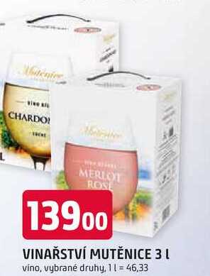 VINAŘSTVÍ MUTĚNICE 3l víno, vybrané druhy
