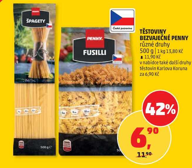 TĚSTOVINY BEZVAJEČNÉ PENNY různé druhy, 500 g