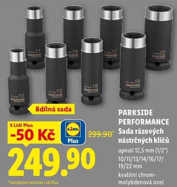 PARKSIDE PERFORMANCE Sada rázových nástrčných klíčů 