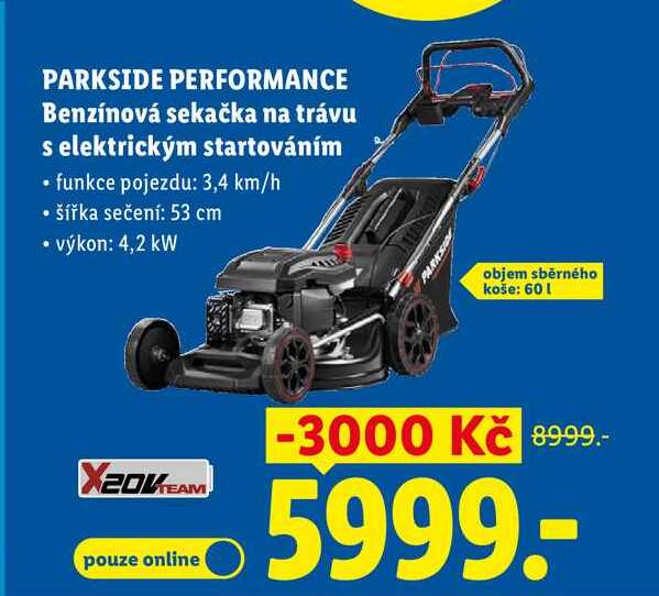 PARKSIDE PERFORMANCE Benzínová sekačka na trávu s elektrickým startováním