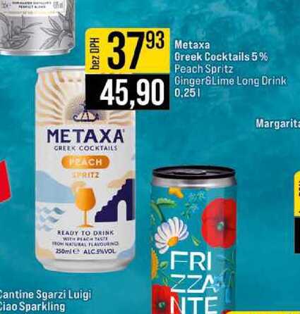 Metaxa Greek Cocktails 5% Peach Spritz Ginger&Lime Long Drink 250ml
