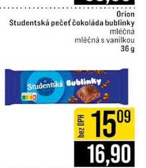 Orion Studentská pečeť čokoláda bublinky mléčná mléčná s vanilkou 36 g
