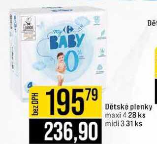 Dětské plenky maxi 428 ks midi 331 ks