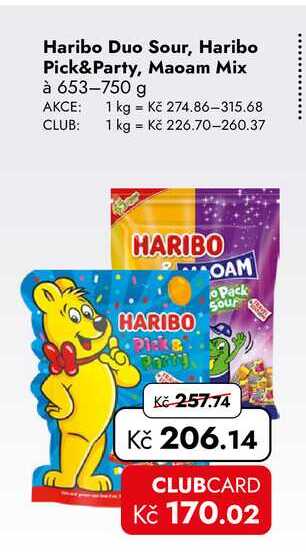 Haribo Duo Sour, Haribo Pick&Party, Maoam Mix à 653-750 g