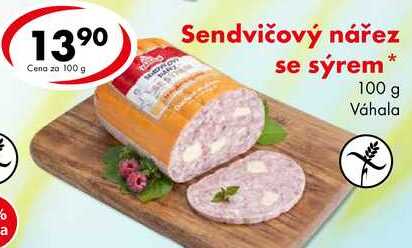 Sendvičový nářez se sýrem, 100 g 