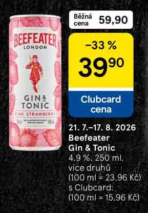 Beefeater Gin & Tonic 4.9%, 250 ml, více druhů