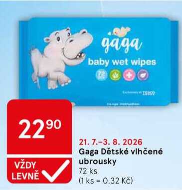 Gaga Dětské vlhčené ubrousky, 72 ks