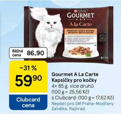 Gourmet A La Carte Kapsičky pro kočky, 4× 85 g, více druhů  