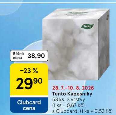 Tento Kapesníky, 58 ks, 3 vrstvy Tesco