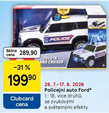 Policejní auto Ford, 1:18, více druhů. se zvukovými a světelnými efekty Tesco