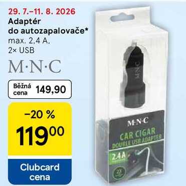 Adaptér do autozapalovače, max. 2,4 A. 2x USB  
