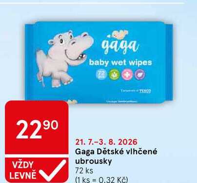 Gaga Dětské vlhčené ubrousky, 72 ks