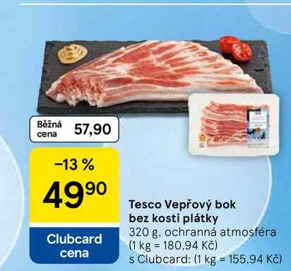 Tesco Vepřový bok bez kosti plátky, 320 g 