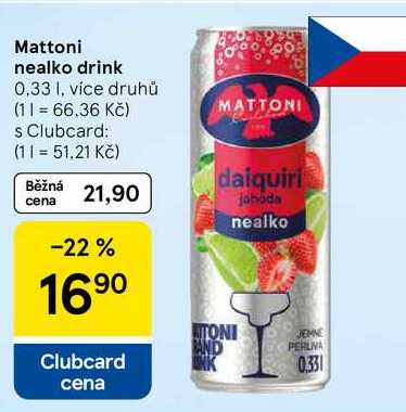 Mattoni nealko drink, 0,33 I, více druhů 