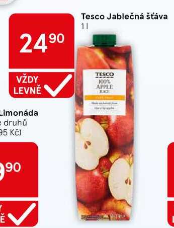 Tesco Jablečná šťáva, 1 l 