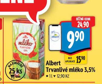 Albert Trvanlivé mléko 3,5 % 1 l