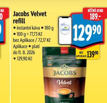   Jacobs Velvet refill  instantní káva 180 g  