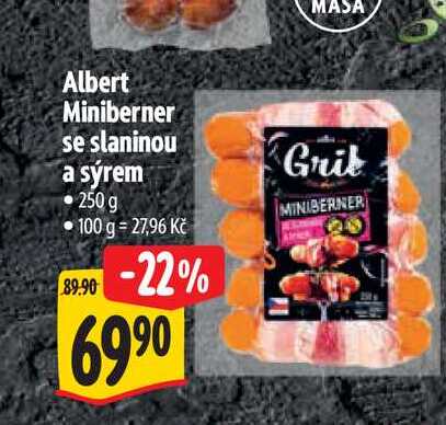 Albert Miniberner se slaninou a sýrem 250 g