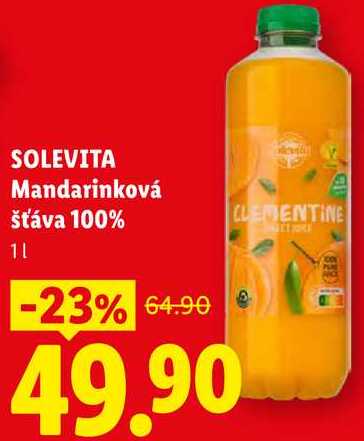 SOLEVITA Mandarinková šťáva 100%, 1 l