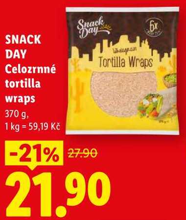 SNACK DAY Celozrnné tortilla wraps, 370 g