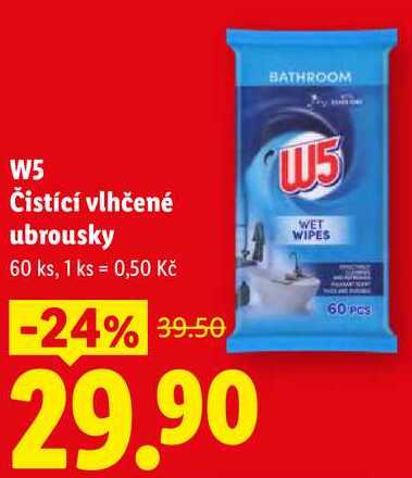 W5 Čistící vlhčené ubrousky, 60 ks