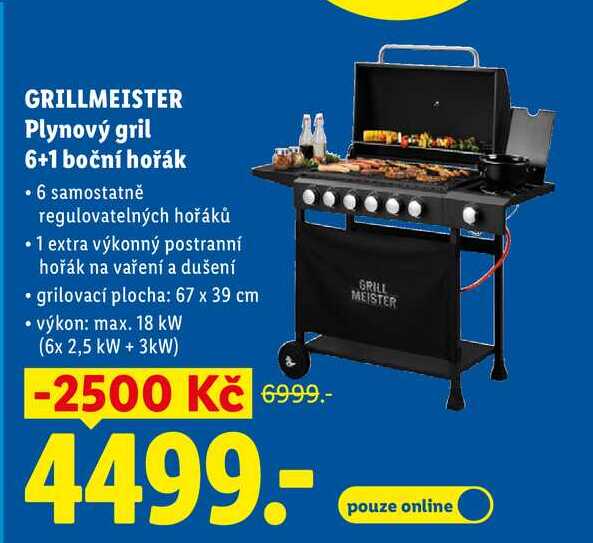 GRILLMEISTER Plynový gril 6+1 boční hořák 
