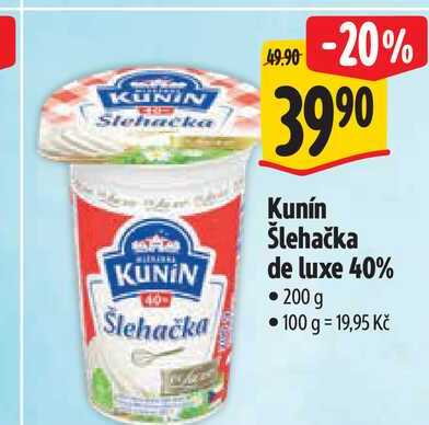 Kunín Šlehačka de luxe 40% 200 g