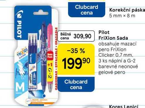 Pilot Frixion Sada, obsahuje mazací pero Frixion Clicker 0.7 mm, 3 ks  