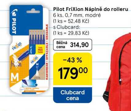 Pilot Frixion Náplně do rolleru, 6 ks. 0.7 mm, modré  