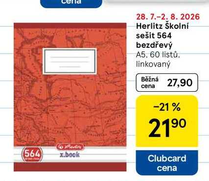 Herlitz Školní sešit 564 bezdřevý A5, 60 listů, linkovaný 