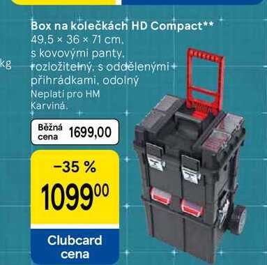 Box na kolečkách HD Compact, 49,5 × 36 × 71 cm. s kovovými panty