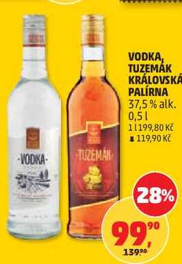 VODKA, TUZEMÁK KRÁLOVSKÁ PALÍRNA 37,5% alk., 0,5 l 