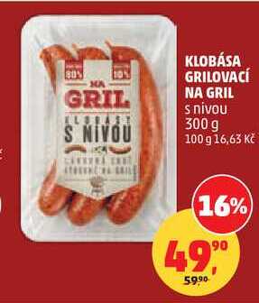 KLOBÁSA GRILOVACÍ NA GRIL s nivou, 300 g