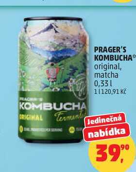 PRAGER'S KOMBUCHA original, 0,33 l 