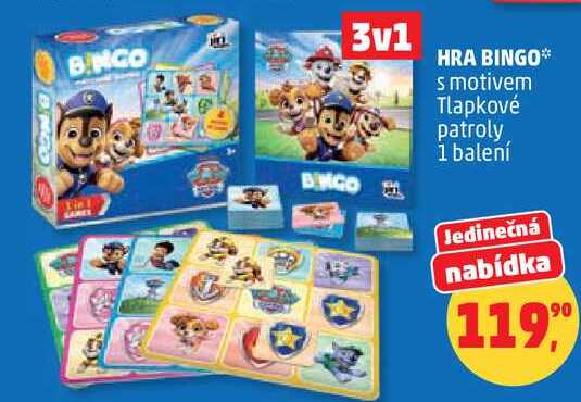 HRA BINGO s motivem Tlapkové patroly, 1 balení  
