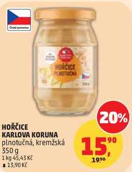 HOŘČICE KARLOVA KORUNA plnotučná, 350 g 