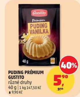 PUDING PRÉMIUM GUSTITO různé druhy, 40 g   