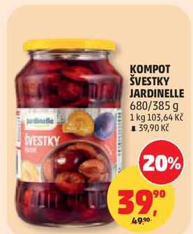 KOMPOT ŠVESTKY JARDINELLE, 680/385 g  