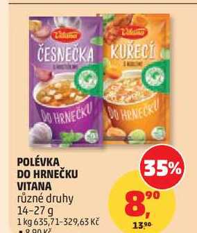 POLÉVKA DO HRNEČKU VITANA různé druhy, 14-27 g  