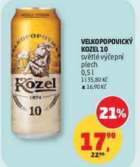 VELKOPOPOVICKÝ KOZEL 10 světlé výčepní plech, 0,5 l 