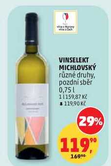 VINSELEKT MICHLOVSKÝ různé druhy, 0,75 l  