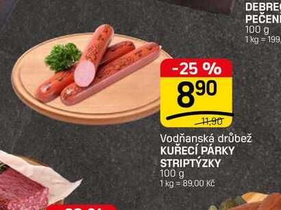 KUŘECÍ PÁRKY STRIPTÝZKY 100 g