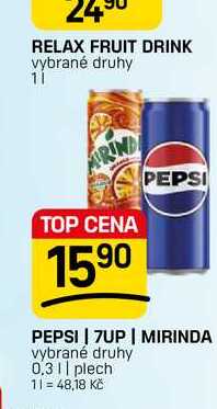 PEPSI PEPSI | 7UP | MIRINDA vybrané druhy 0,3l | plech