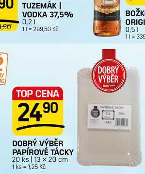 DOBRÝ VÝBĚR PAPÍROVÉ TÁCKY 20 ks 13 x 20 cm FLOP TOP